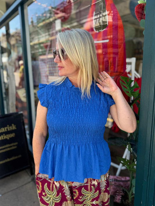 Grace Shirred Peplum Top