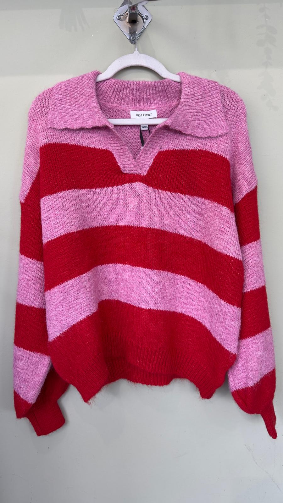Faye Cosy Striped Collared Jumper