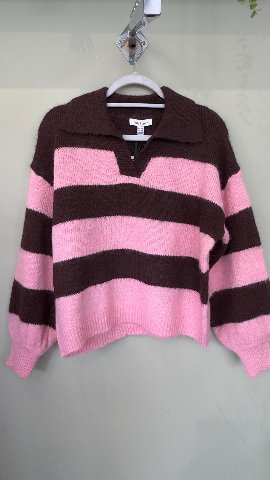 Faye Cosy Striped Collared Jumper