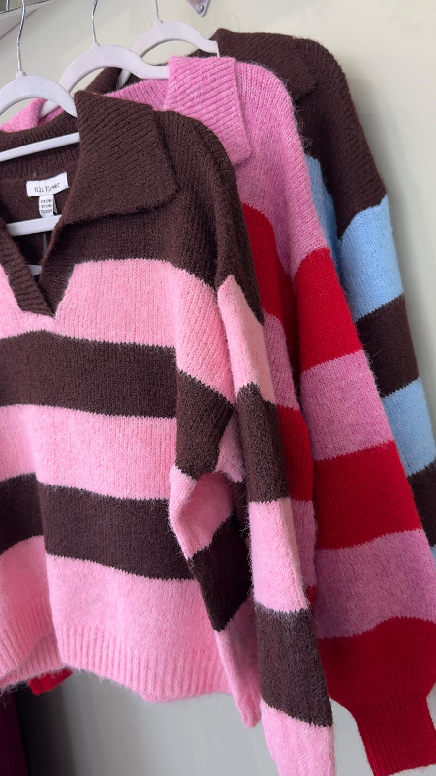 Faye Cosy Striped Collared Jumper