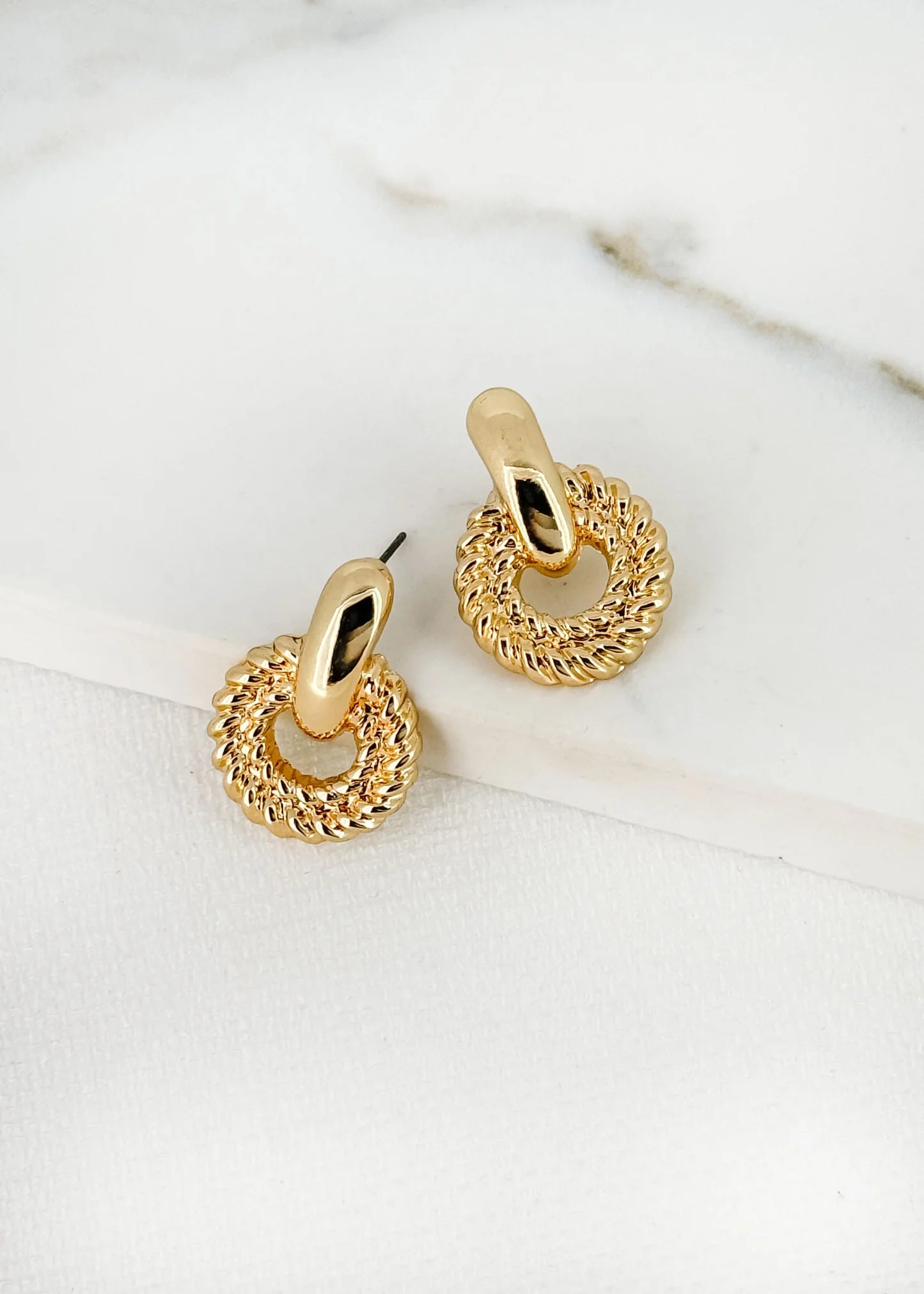 Envy Jewellery Circular Rope Design Gold Tone Earrings