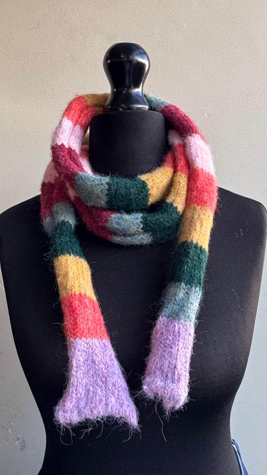 Multicoloured Long Striped Skinny Scarf