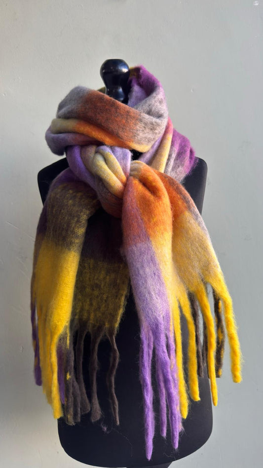 Golden Hour Checked Blanket Scarf