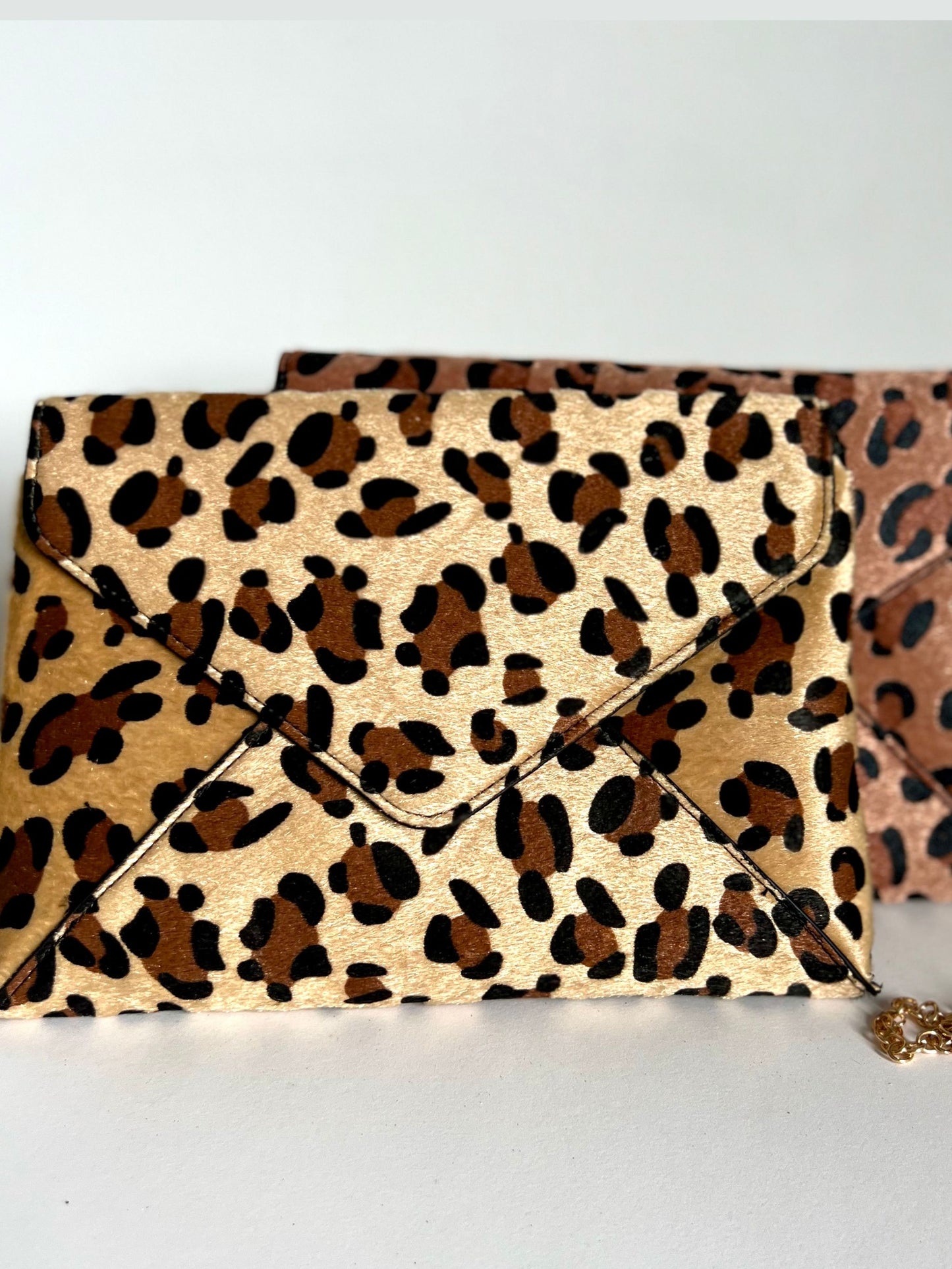 Faux Pony Skin Leopard Print Clutch Bag 