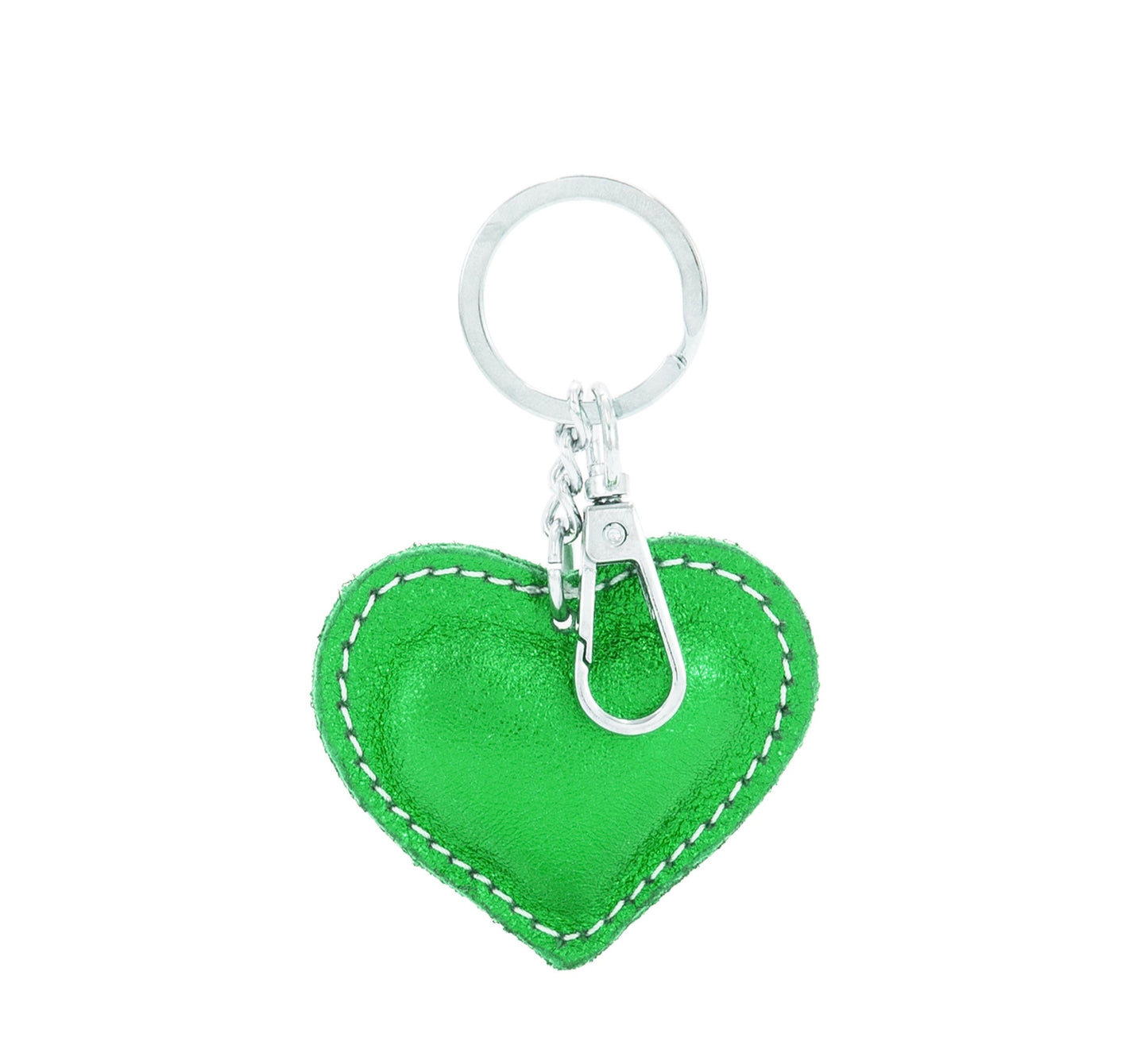 Metallic Leather Heart Keyring