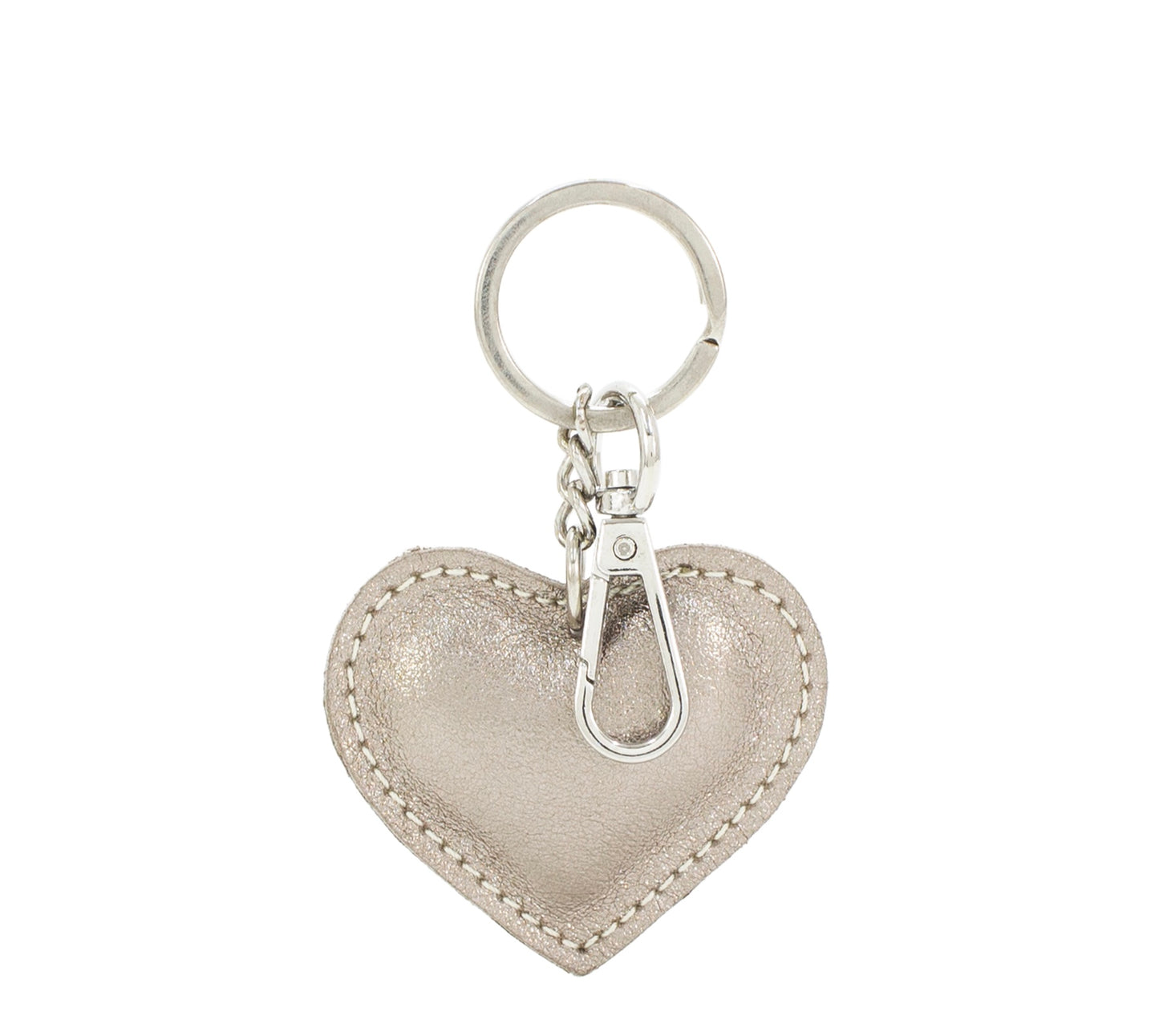 Metallic Leather Heart Keyring