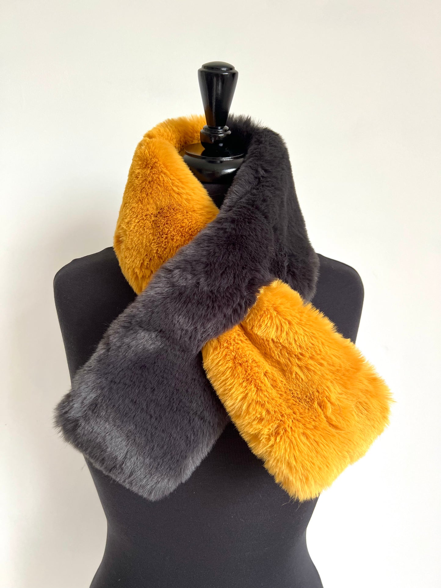 Beatrice Colour Block 2 Colour Faux Fur Collar Scarf - 7 Variants