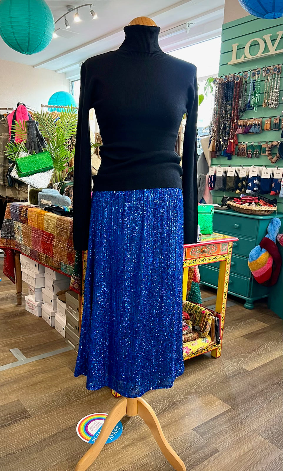 Rosa Sequin Midi Skirt - Royal Blue