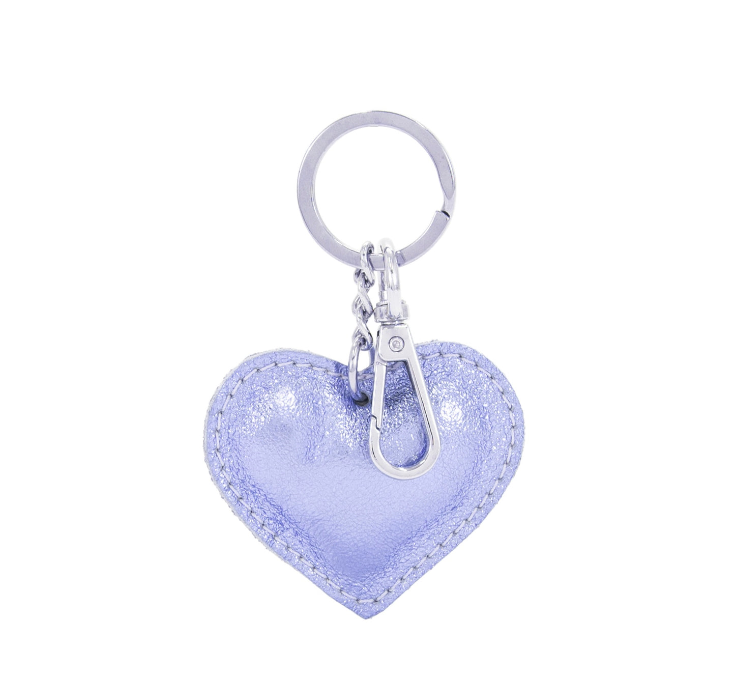 Metallic Leather Heart Keyring