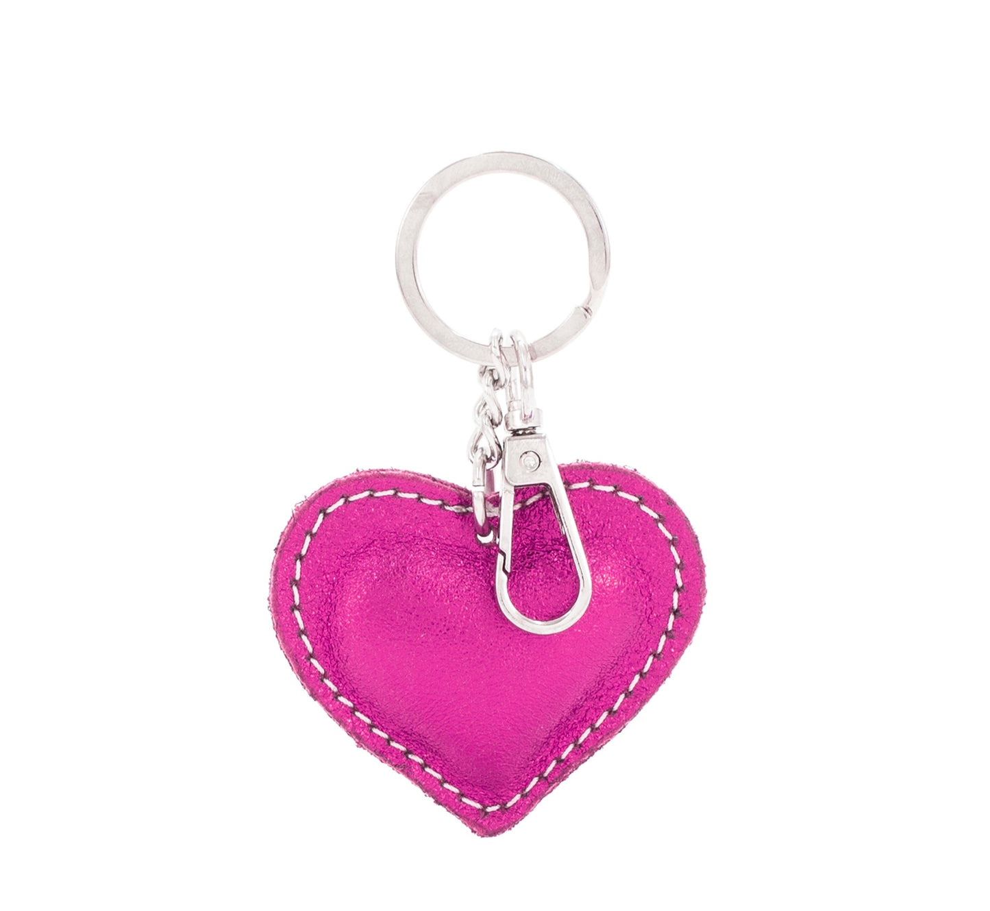 Metallic Leather Heart Keyring
