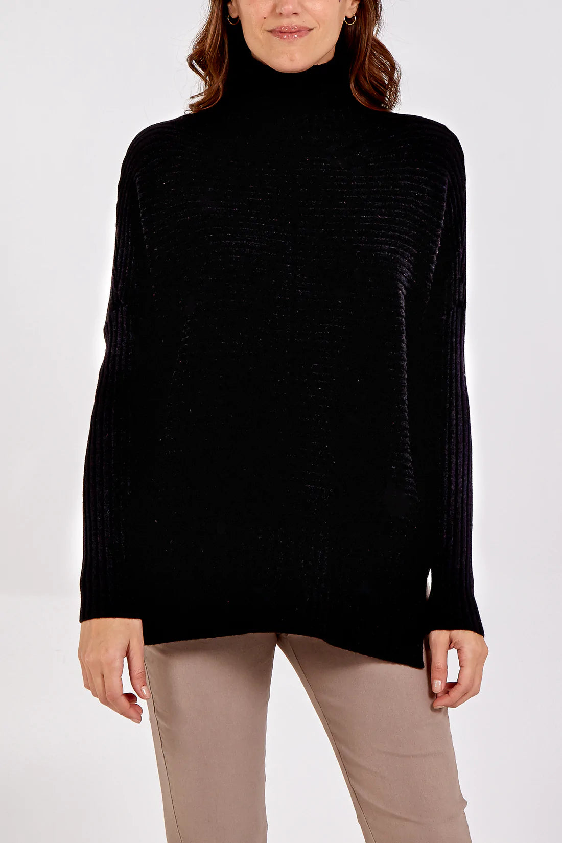 Adele Slouchy Ribbed Roll Neck Jumper