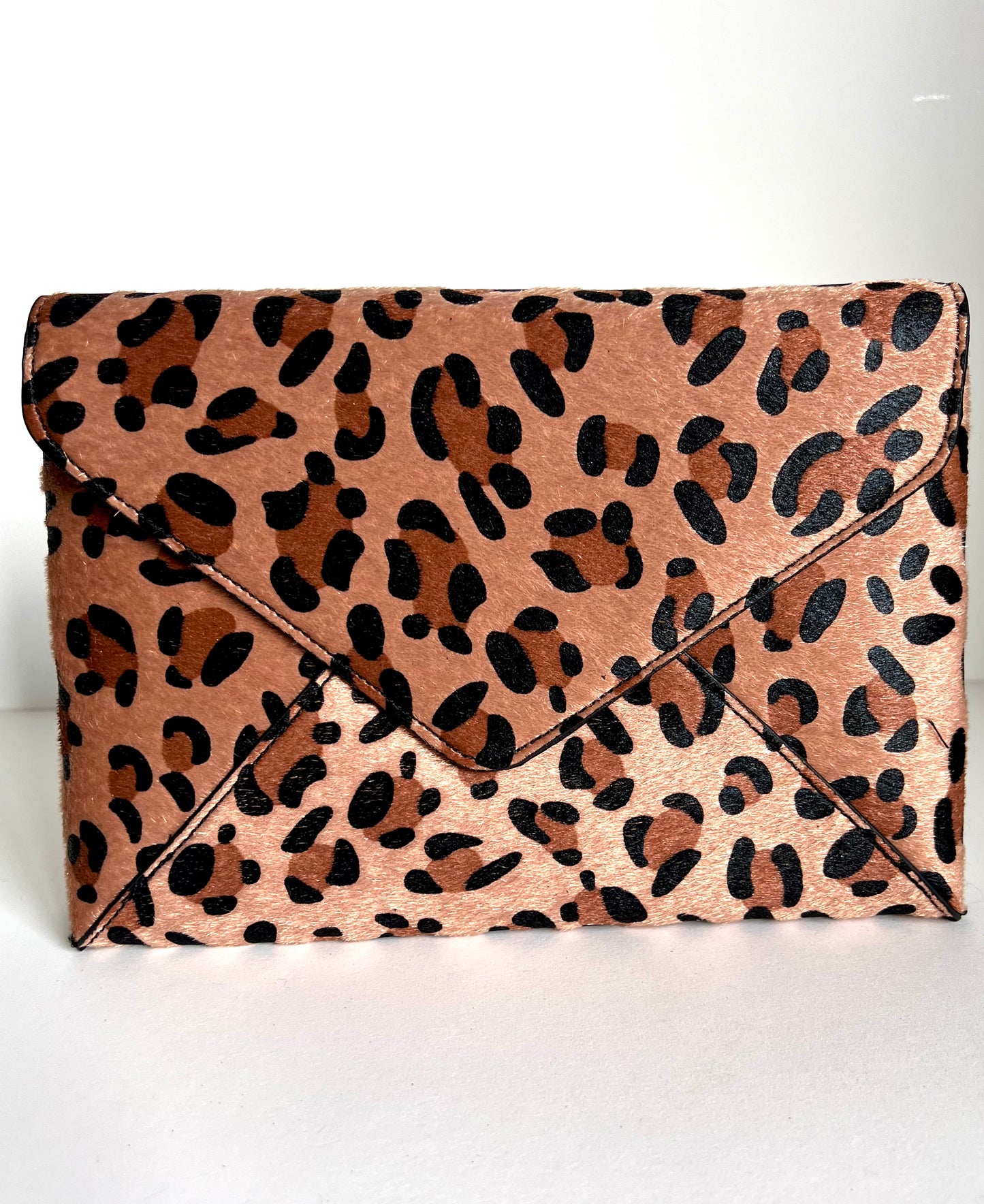 Melanie Faux Pony Skin Leopard Print Clutch Bag - 2 colours