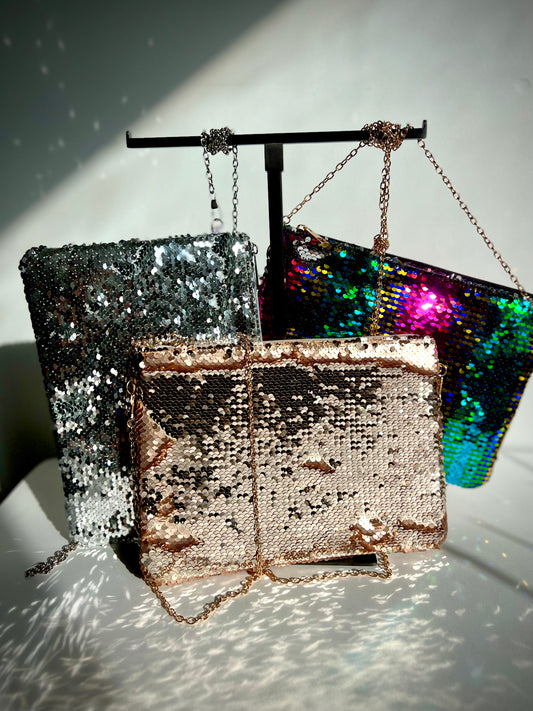 Metallic Sequin Clutch  Bag - Assorted Colours