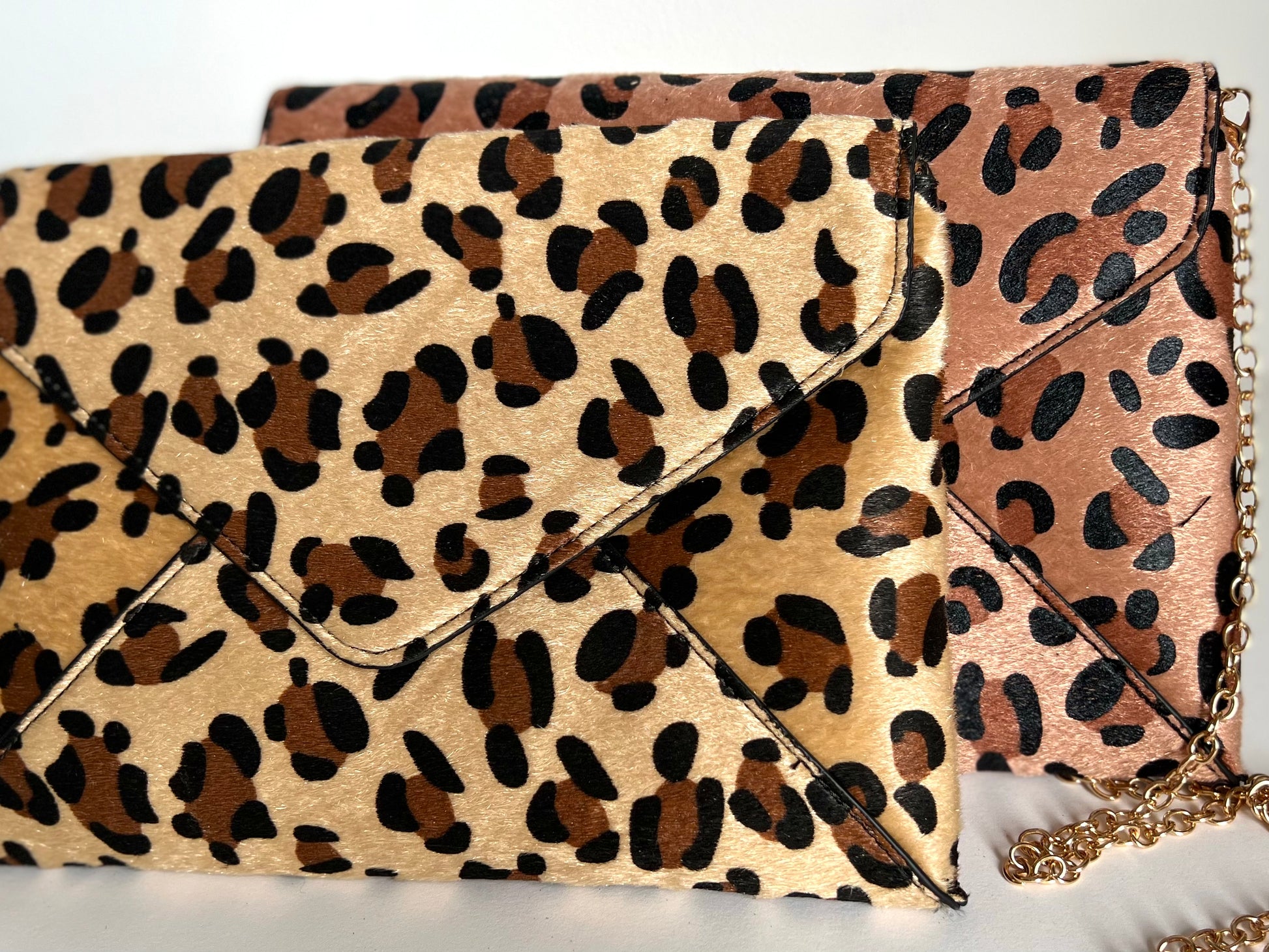 Melanie Faux Pony Skin Leopard Print Clutch Bag 2 colours